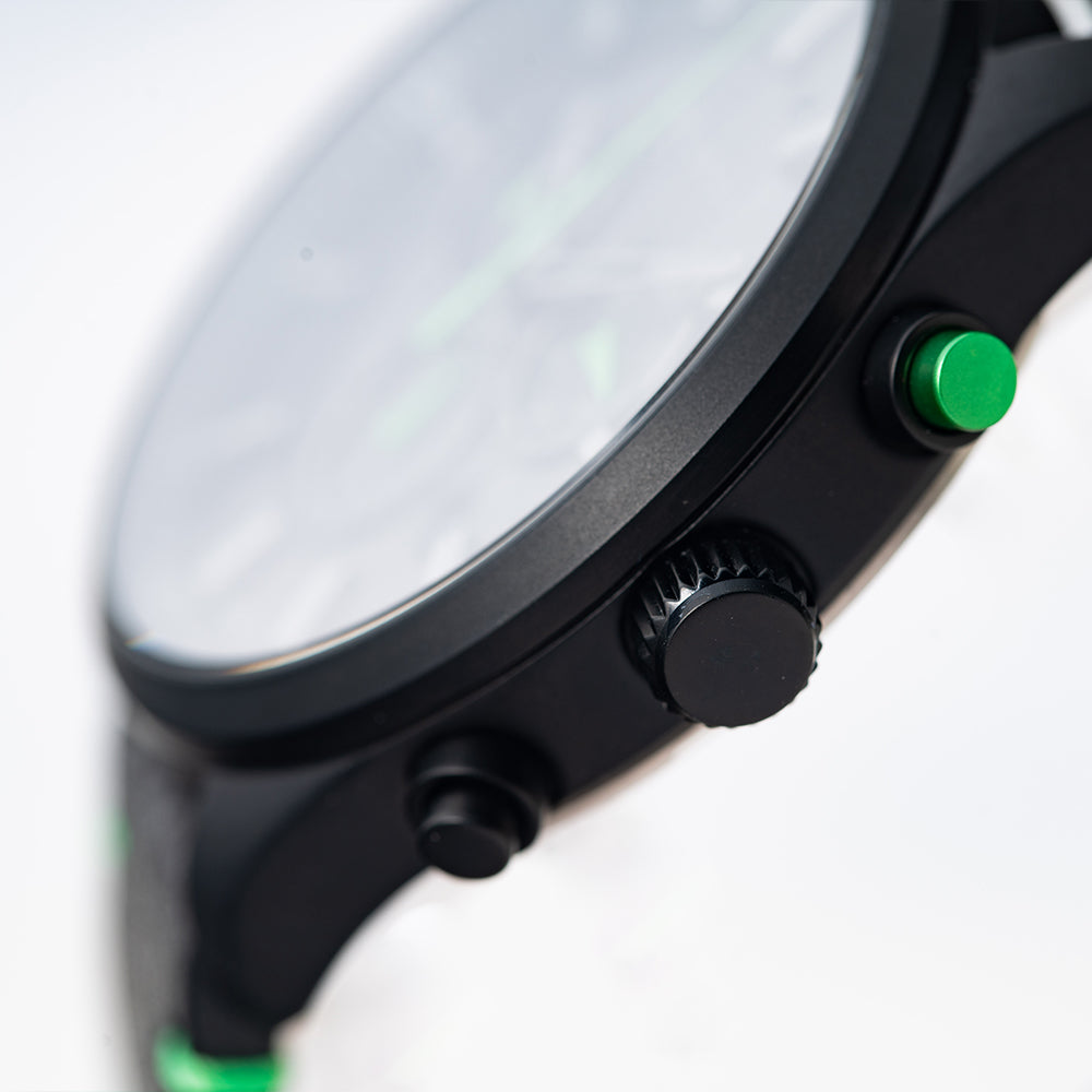 Men Black/Green Fabric 43mm Watch