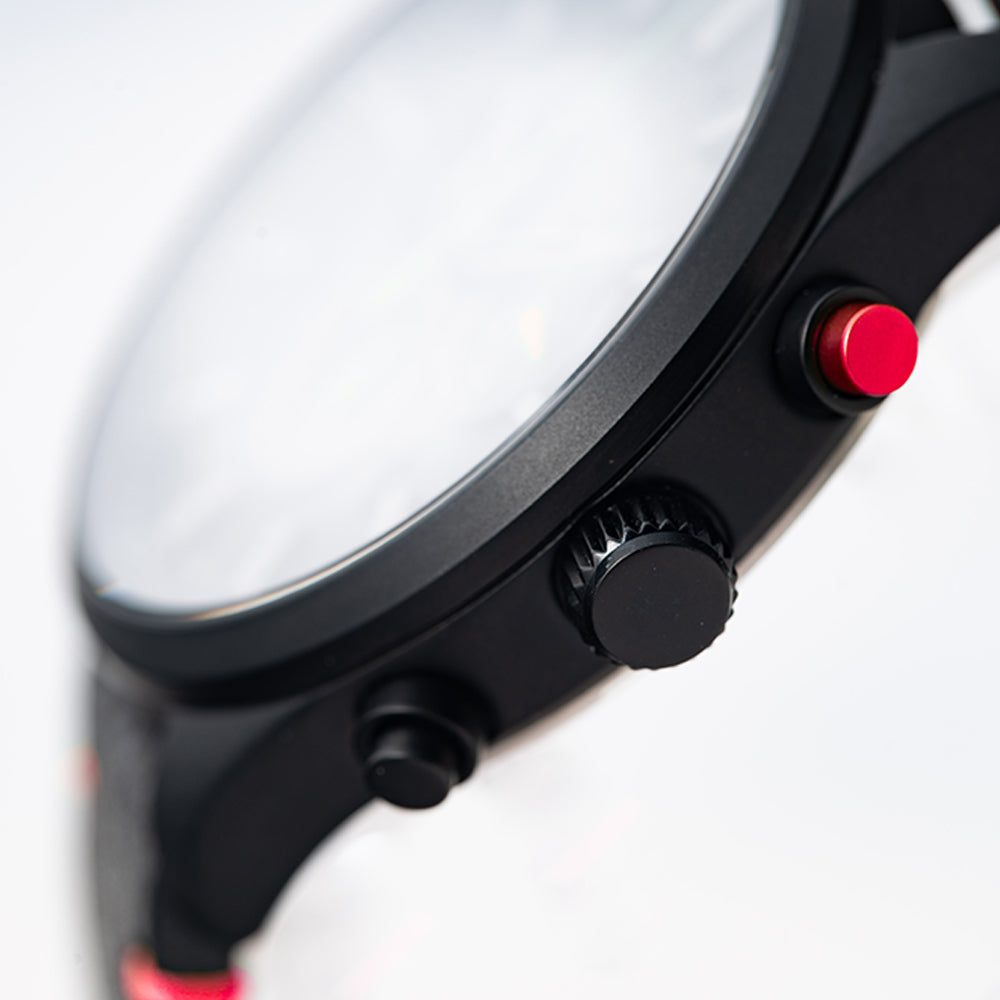Men Black/Red Fabric 43mm Watch