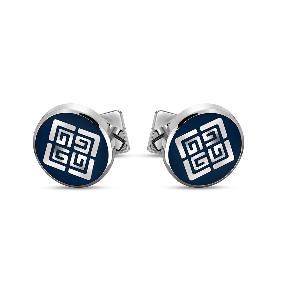 Charlie Stainless Steel And Blue Cufflinks ONTIME Kuwait Official Store