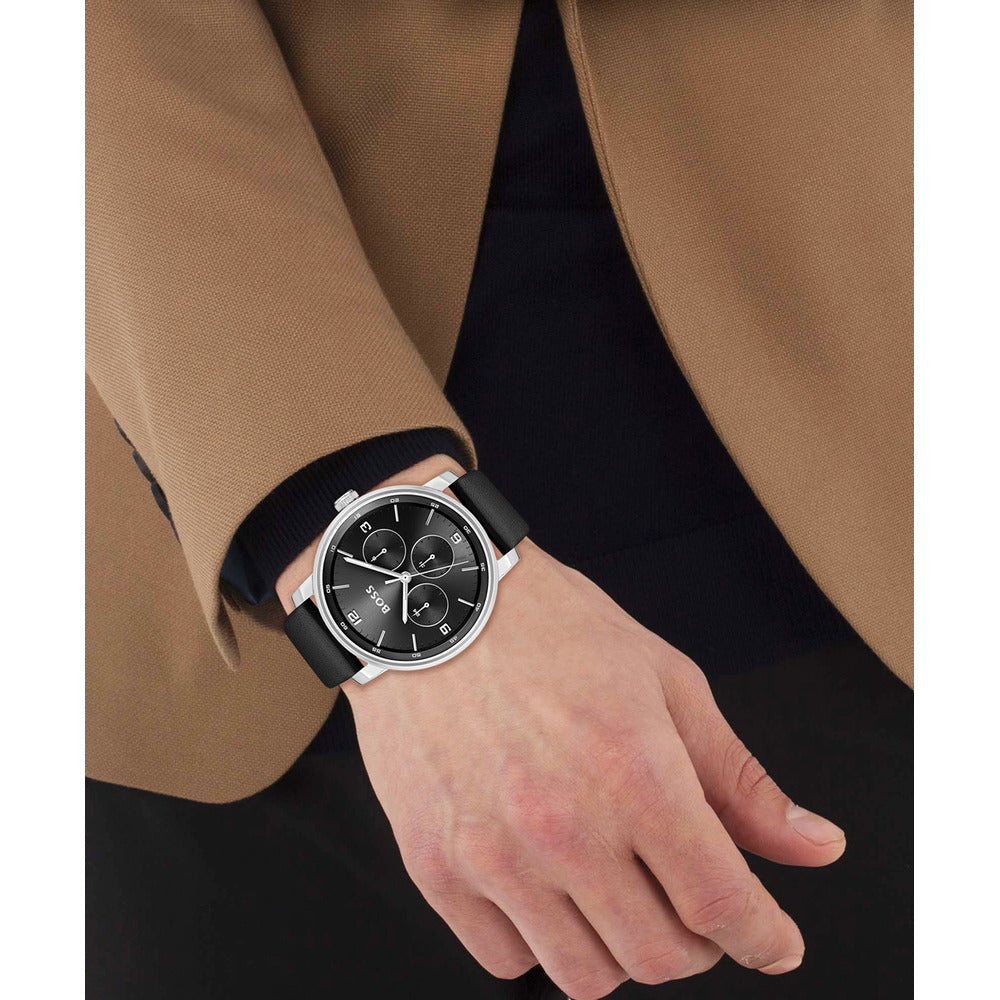 Men Black 44mm Watch