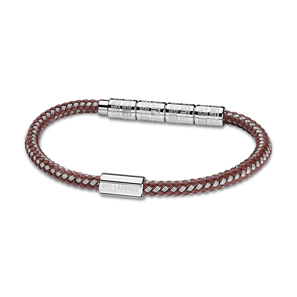 Pierre Stainless Steel And Brown Bracelet