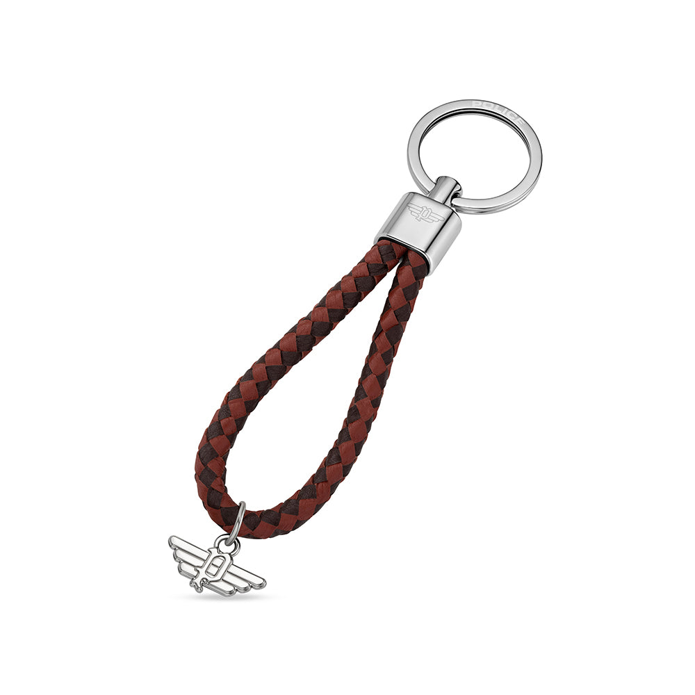Entwine Men Leather Two Tone Key Ring