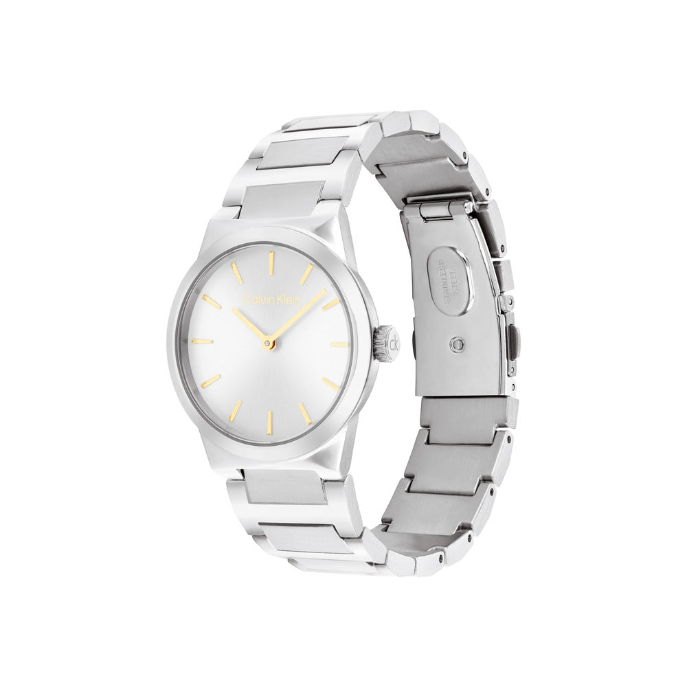 ساعة نسائية فضية بيضاء