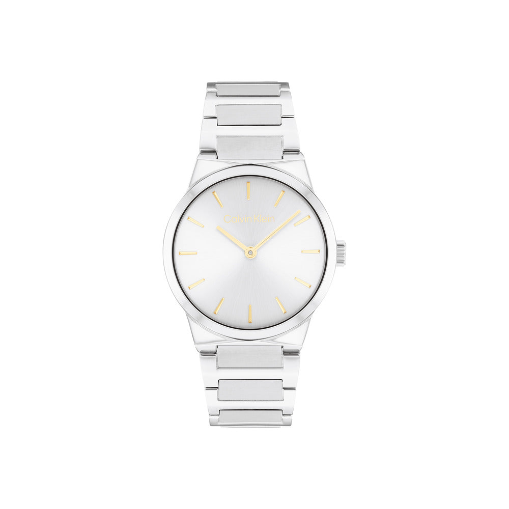 ساعة نسائية فضية بيضاء