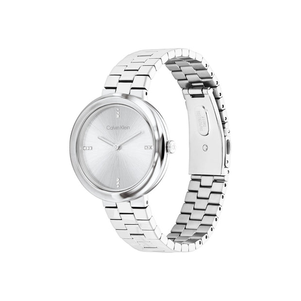 Women Twisted Bezel Silver Watch