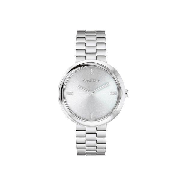 Women Twisted Bezel Silver Watch