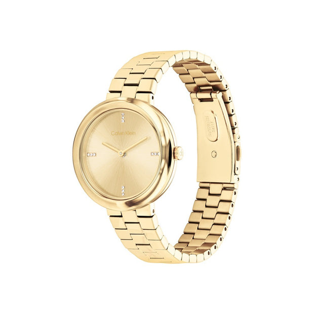 Women Twisted Bezel Golden Watch