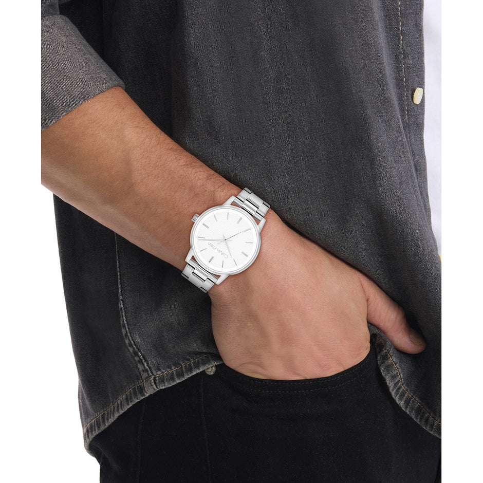 Men Ck Linked White Watch