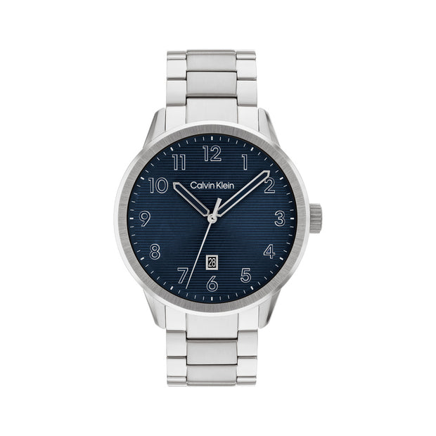 Men Minimalistic Pilot Silver Watch