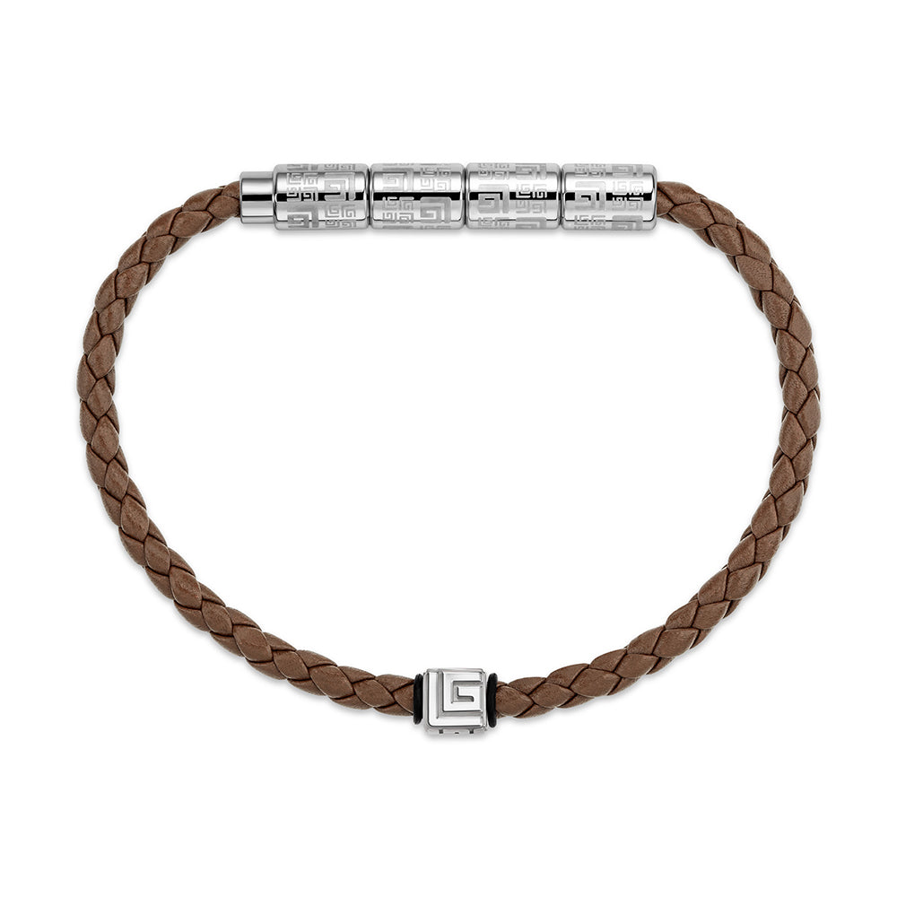 Gabriel Stainless Steel And Brown Bracelet