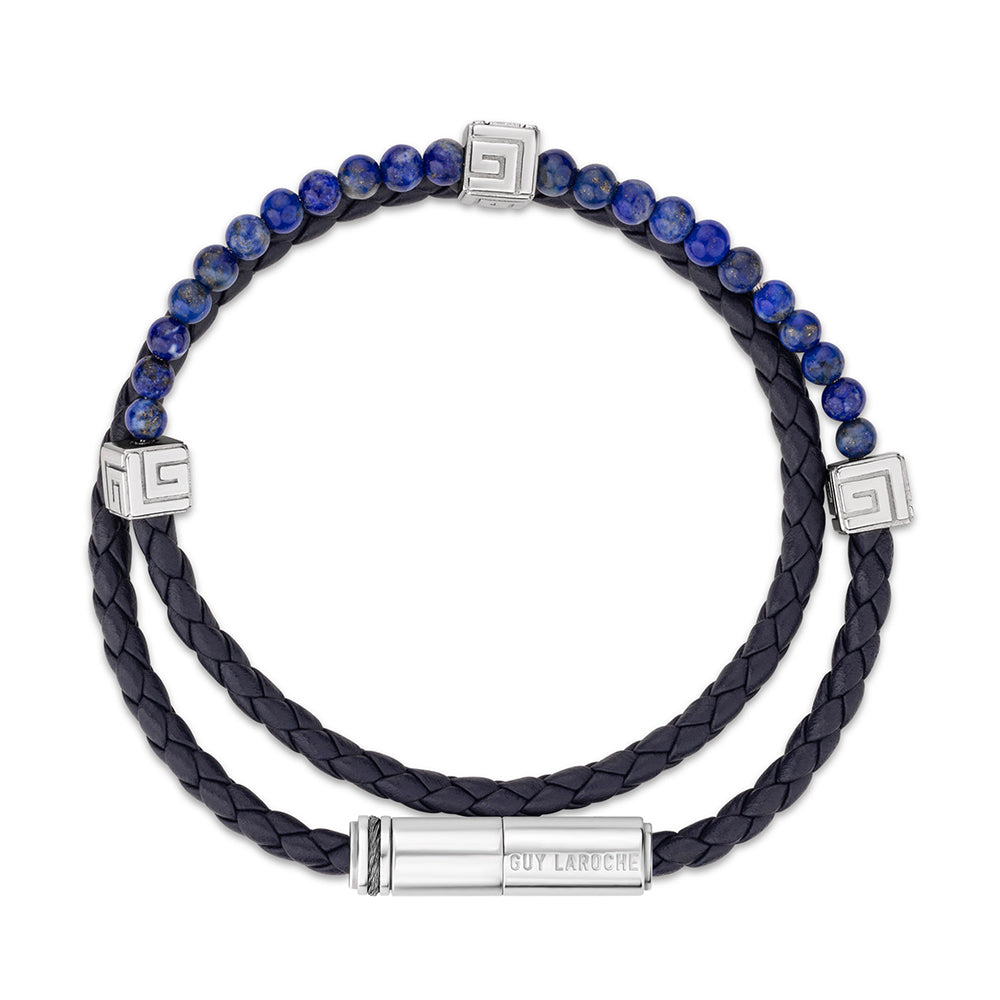 Victor Stainless Steel And Lapis Blue Bracelet