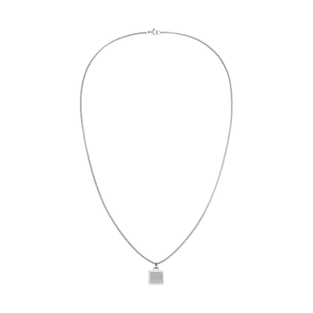 Tommy Hilfiger Braided Metal Dog Tag Necklace - Silver/Black | Standout