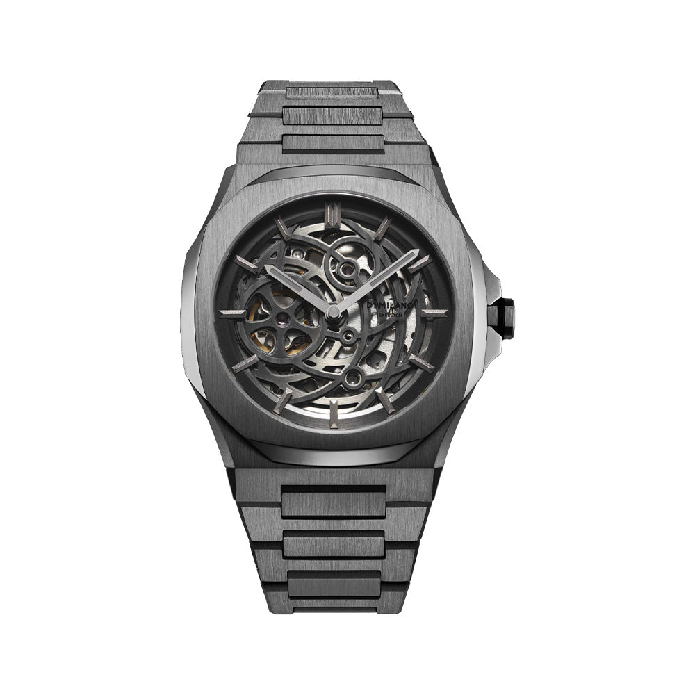 Men Skeleton Grey 42mm Watch