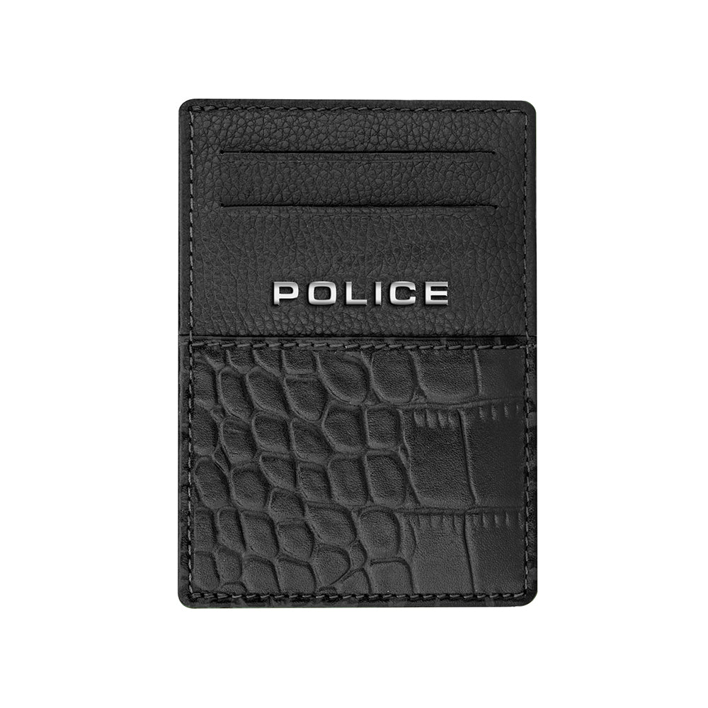Police Men Leather Black Card Holder