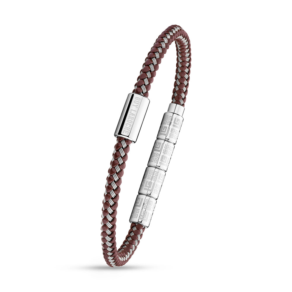 Pierre Stainless Steel And Brown Bracelet