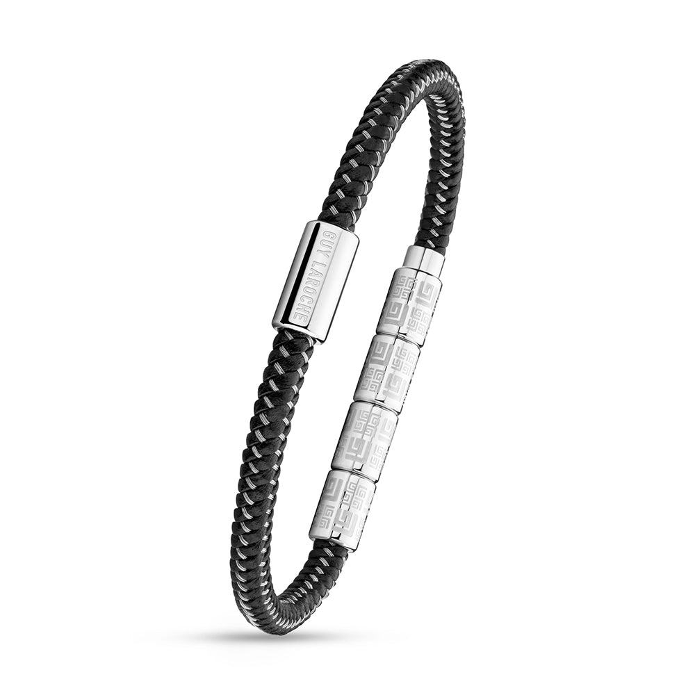 Pierre Stainless Steel And Black Bracelet