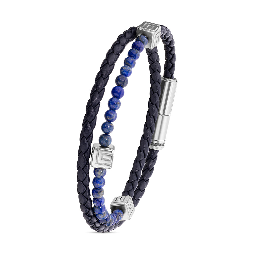 Victor Stainless Steel And Lapis Blue Bracelet