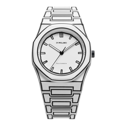Polycarbon Unisex Silver 41mm Watch