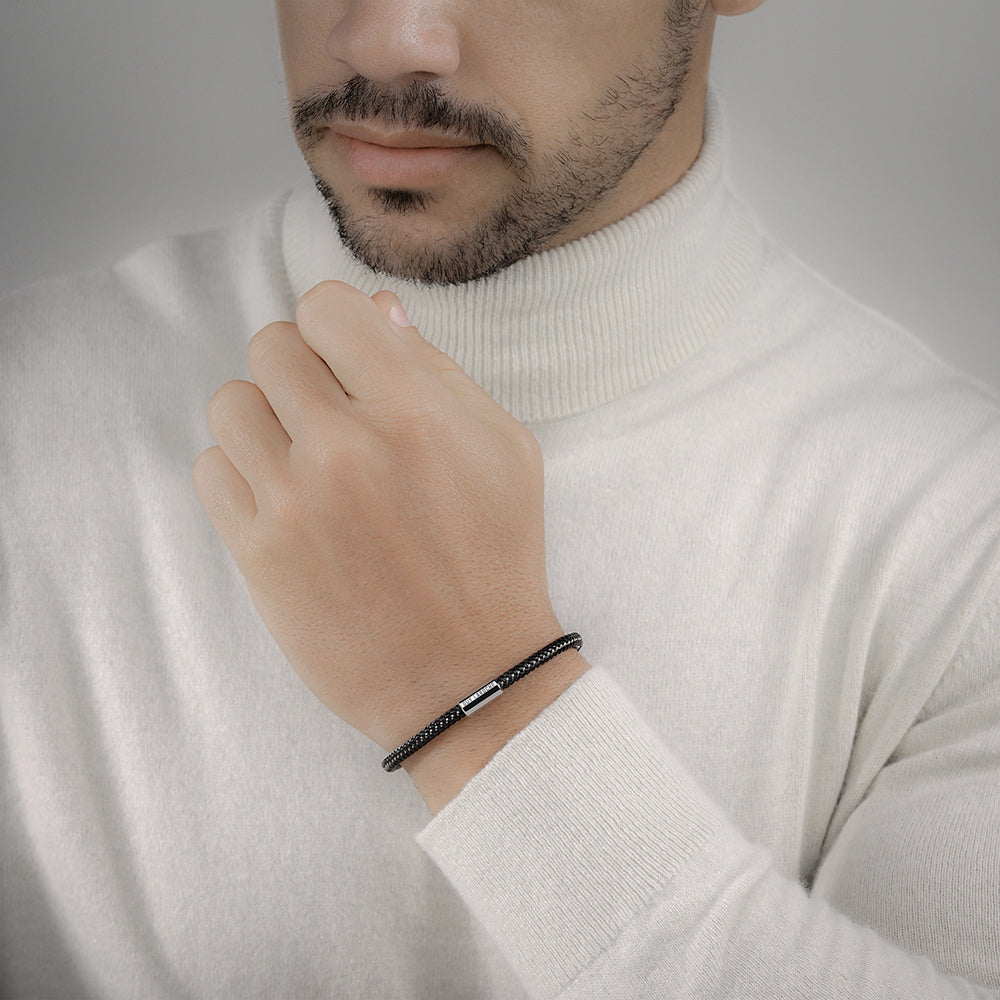 Pierre Stainless Steel And Black Bracelet