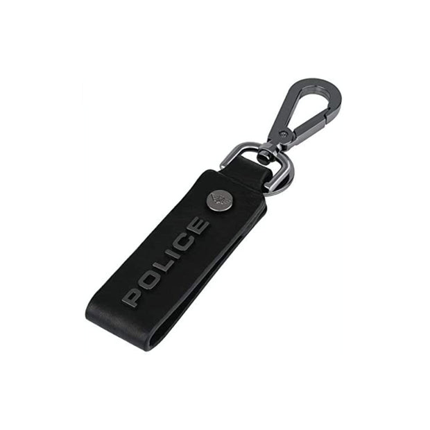 Men Droid Black Leather Key Ring