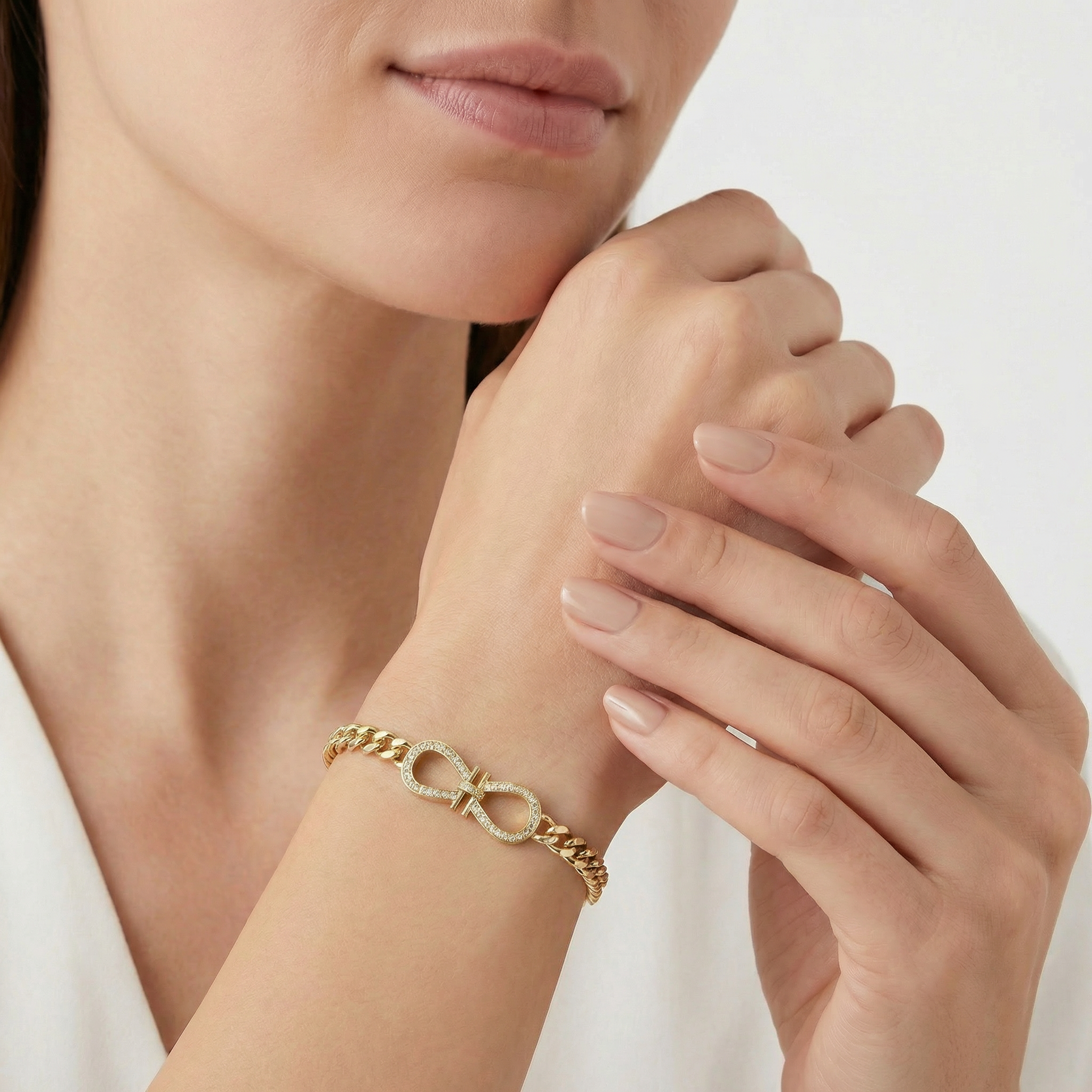 Women Solitaire Crystal Golden Bracelet