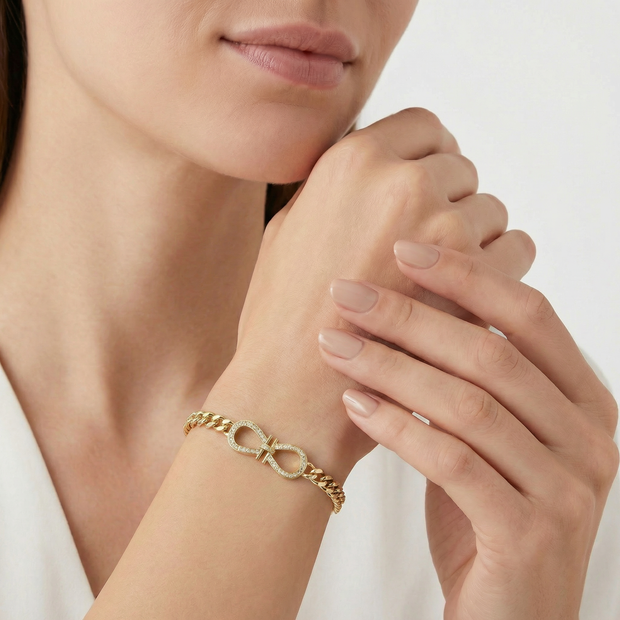 Women Solitaire Crystal Golden Bracelet