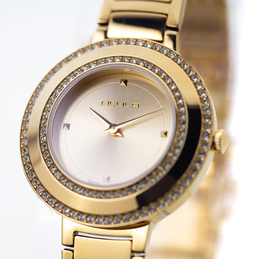 Women Gold Stainless Steel 33.5mm Watch
