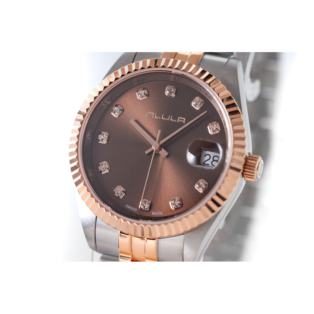 Women Brown 32mm Sillver/Rose Gold Watch