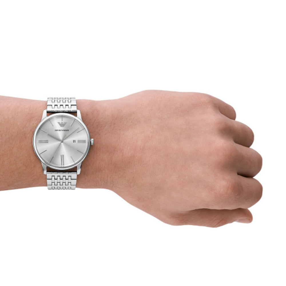 Men Minimalist Silver 42mm Watch