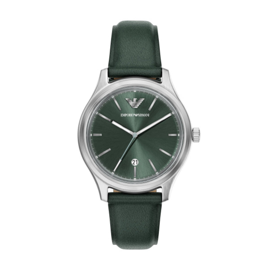 Men Green Leather Watch