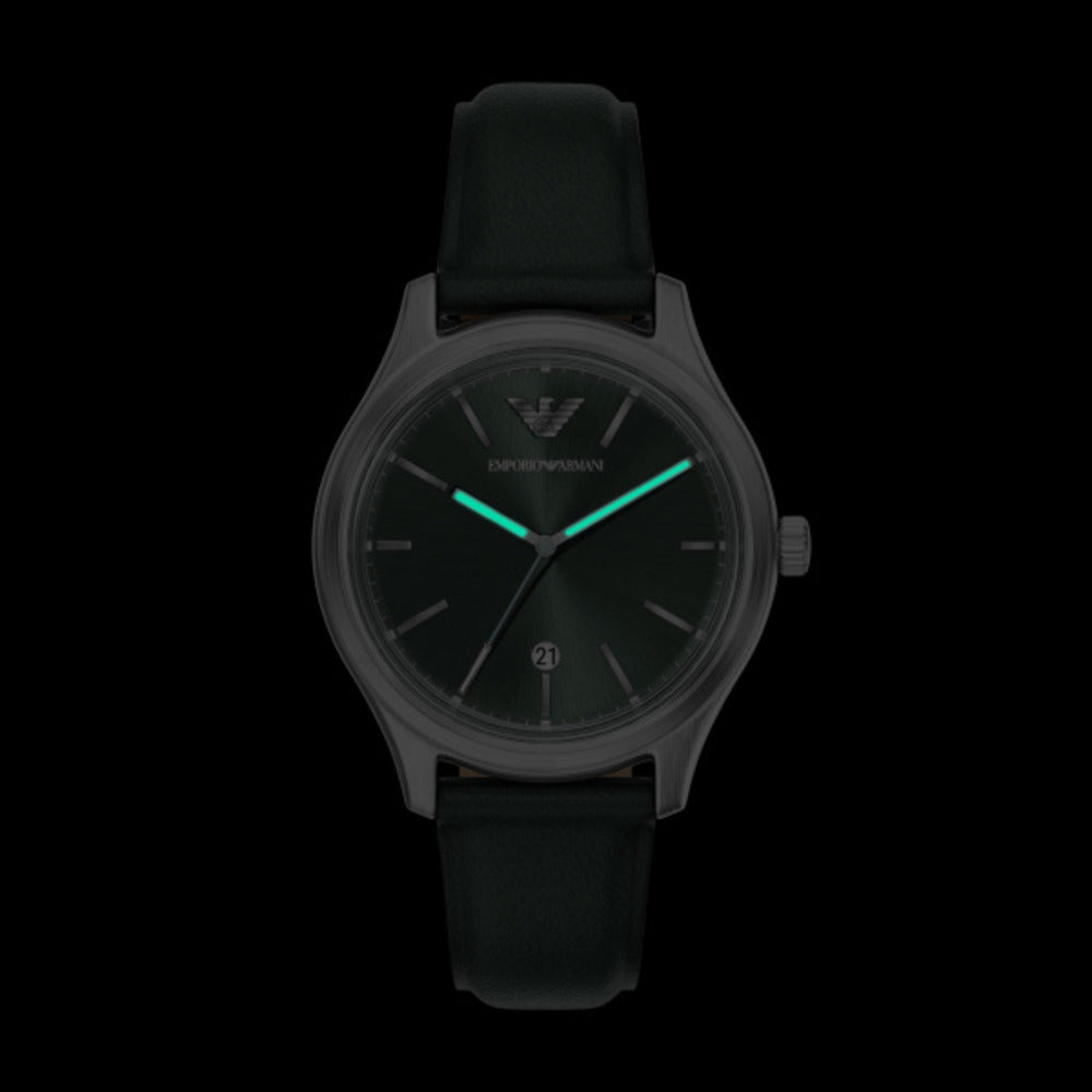 Men Green Leather Watch