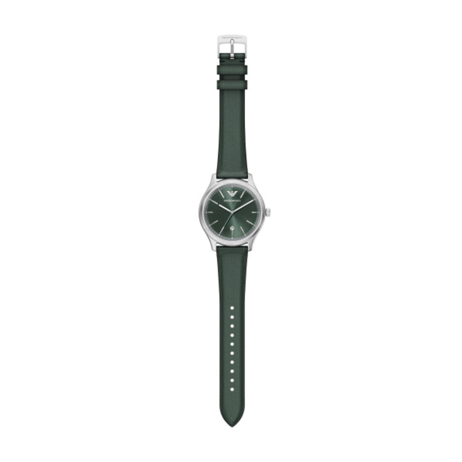 Men Green Leather Watch