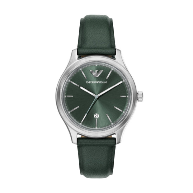 Men Green Leather Watch
