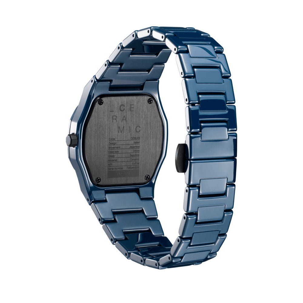 Unisex Ceramic Blue 37mm Watch