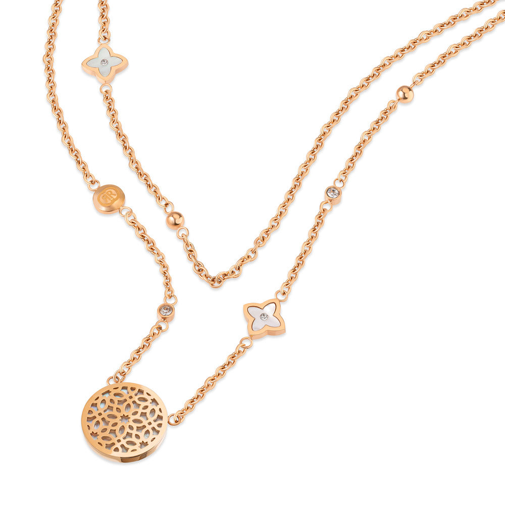 Women Rose Golden Necklace