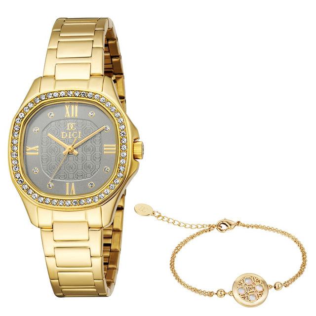 Women Gold Watch Set