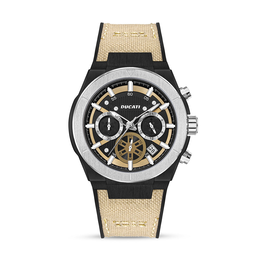 Ducati Dt004 Beige Dial Black Case Beige Strap