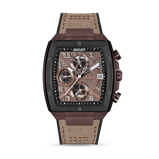 Ducati Dt088 Gun Dial Coffee Case Brown Strap