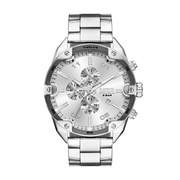 Men Spiked Silver 49mm Watch