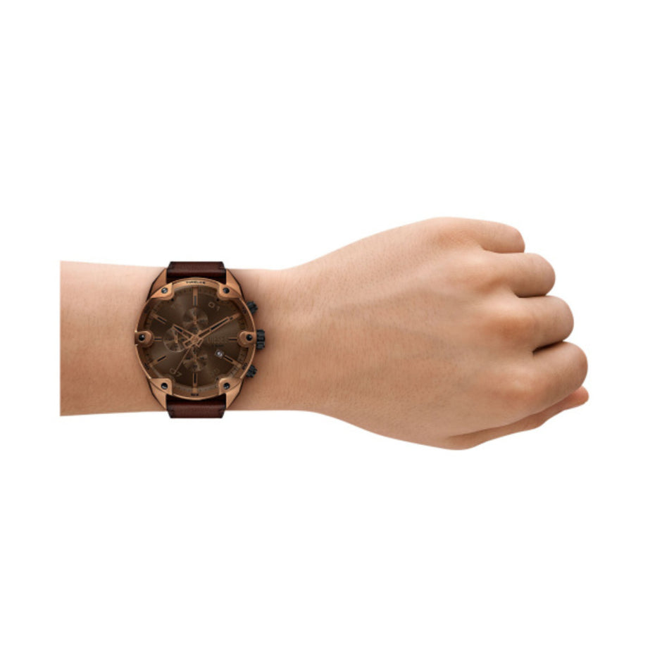 Men Spiked Brown Watch