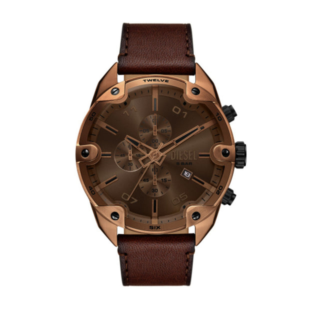 Men Spiked Brown Watch
