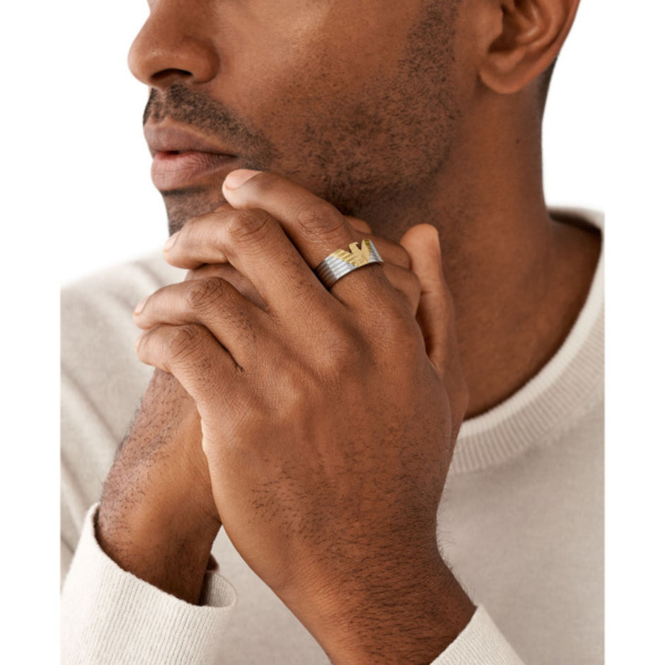 Men Eagle Logo Silver Ring