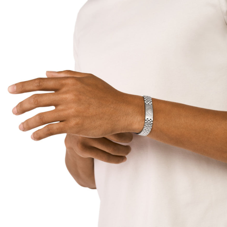 Men Eagle Logo Silver Bracelet