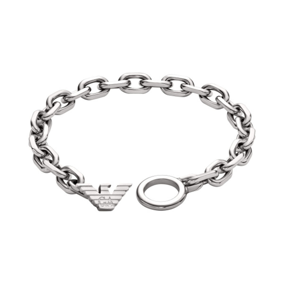 Men Eagle Logo Silver Bracelet
