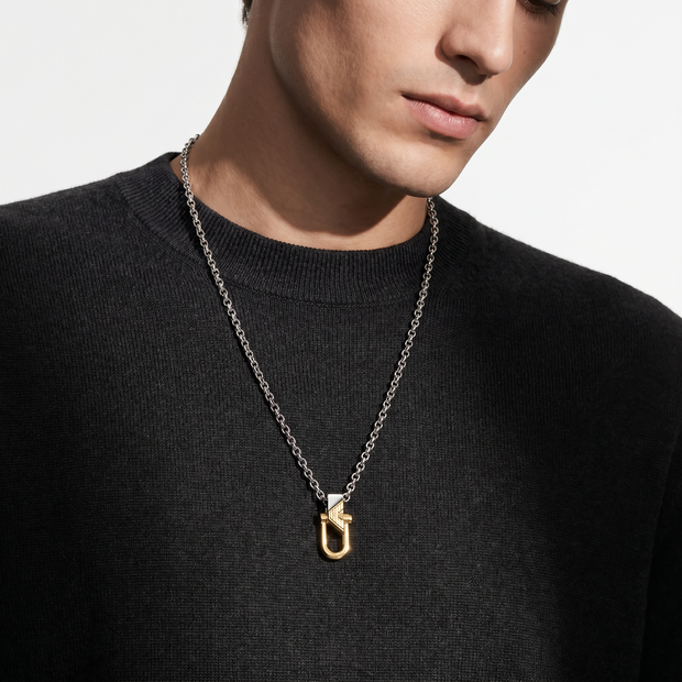 Men Eagle Logo Silver Necklace