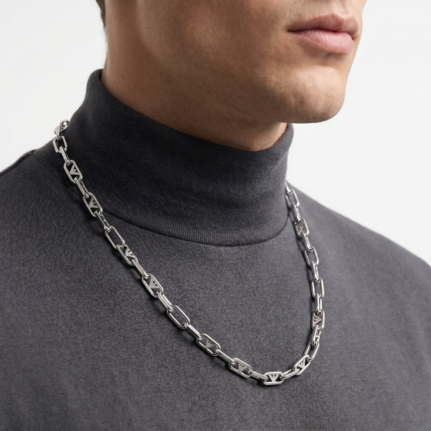 Men Eagle Logo Silver Necklace