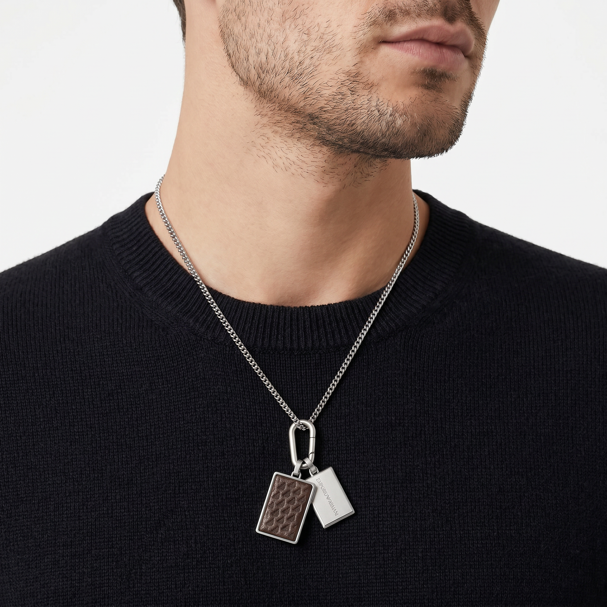 Men Eagle Logo Brown Necklace