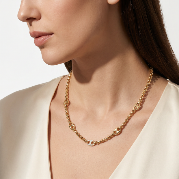 Women Eagle Logo Gold Necklace