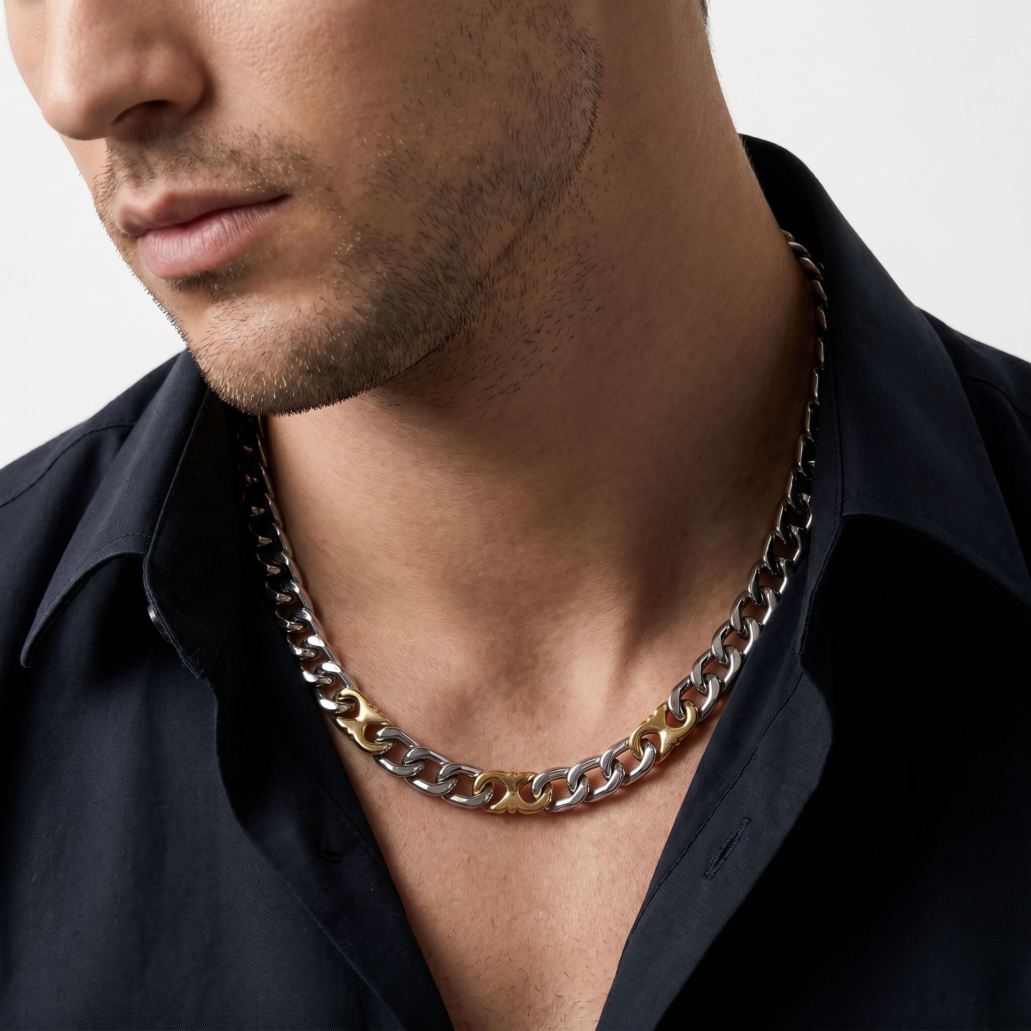 Men Eagle Logo Silver Necklace