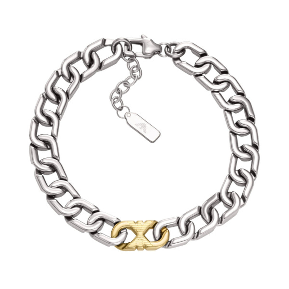 Men Eagle Logo Silver Bracelet